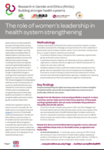 Cover of brief on Leadership, women and the health system