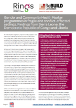Gender and CHWs in Liberia, Sierra Leone and the DRC