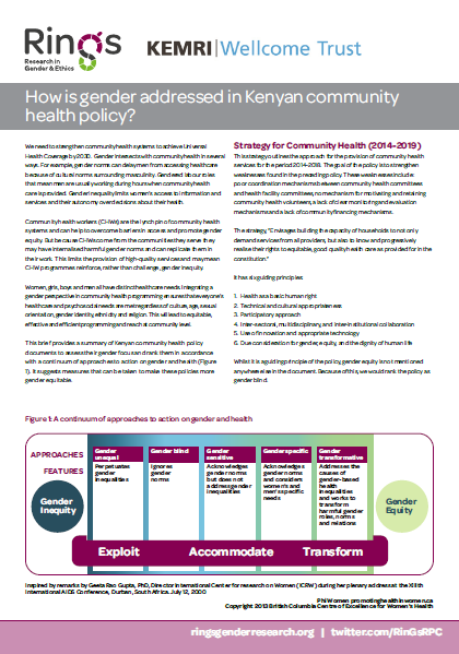 Front page of the community health in Kenya brief